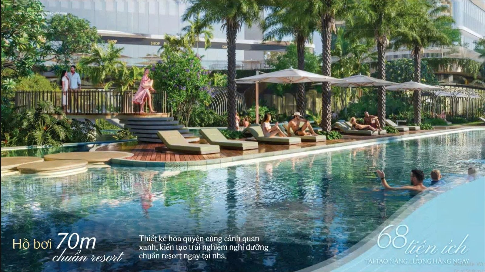 Hồ bơi 70m chuẩn resort tại Palm River