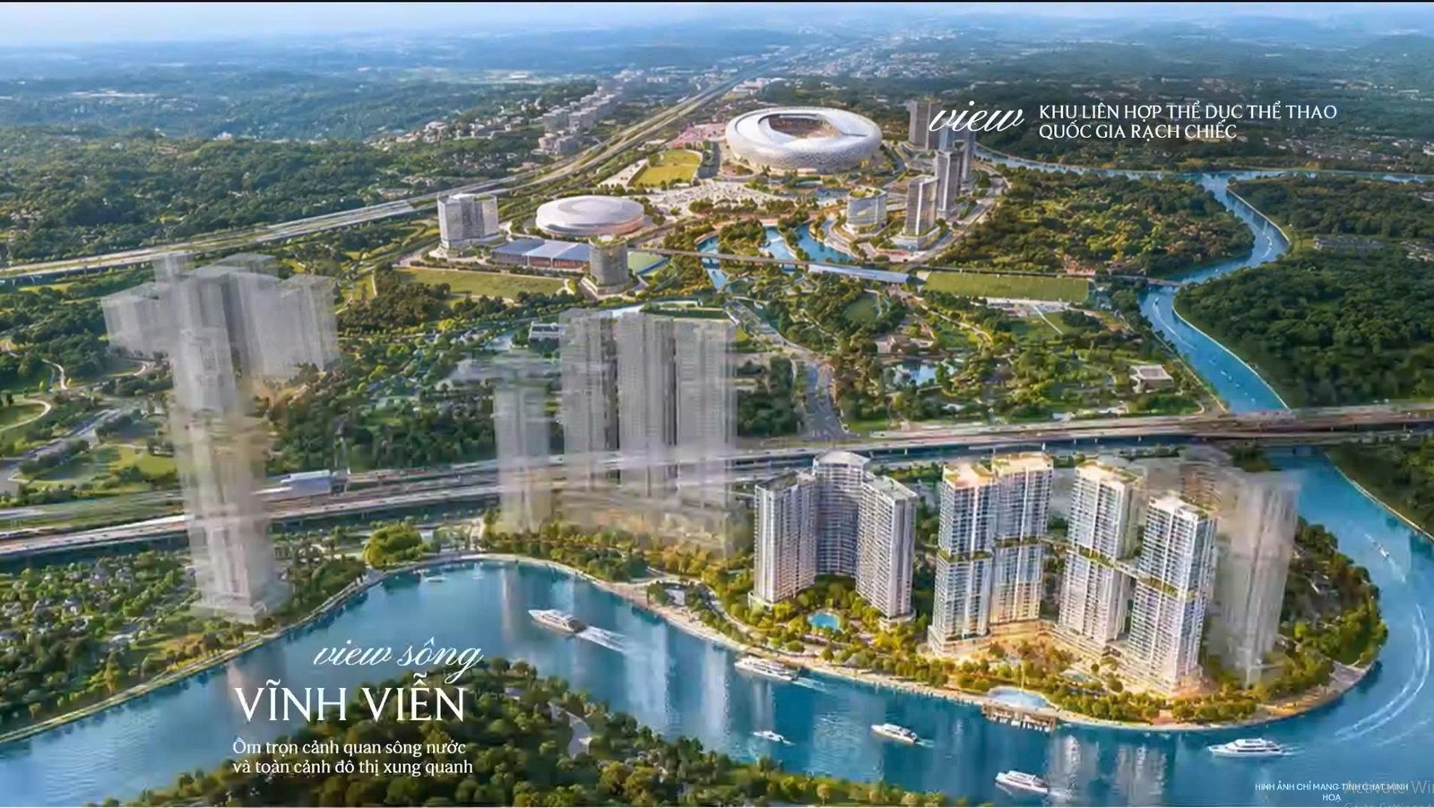 Phối cảnh Palm River nhìn về phía Khu liên hợp thể thao quốc gia Rạch Chiếc